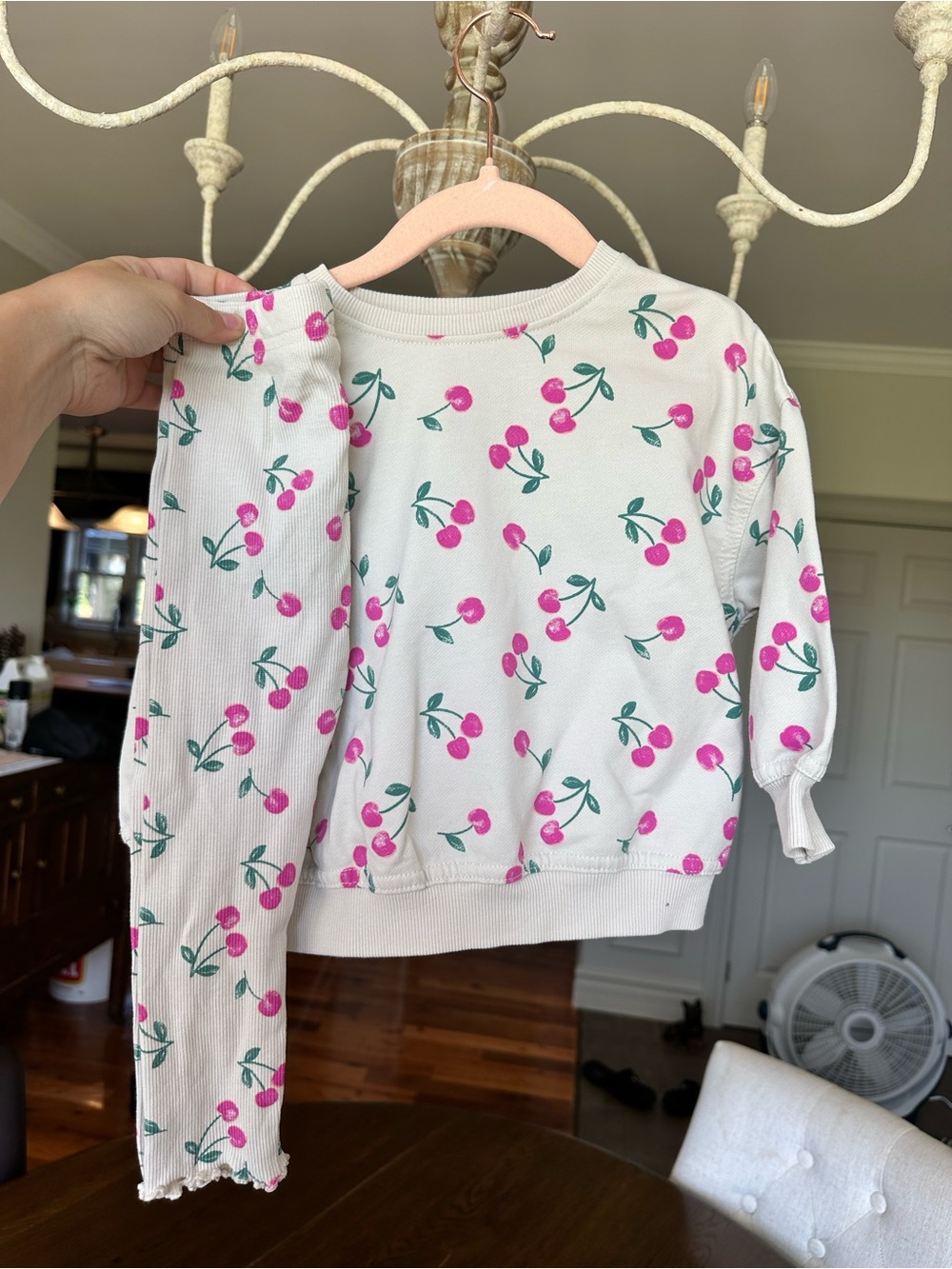 Kids White Cherry Print Pajama Set - Pink Cherries